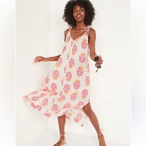 Old Navy Maxi Dress Floral Gauze Cottage Peasant Preppy Boho Lined sz XL beach